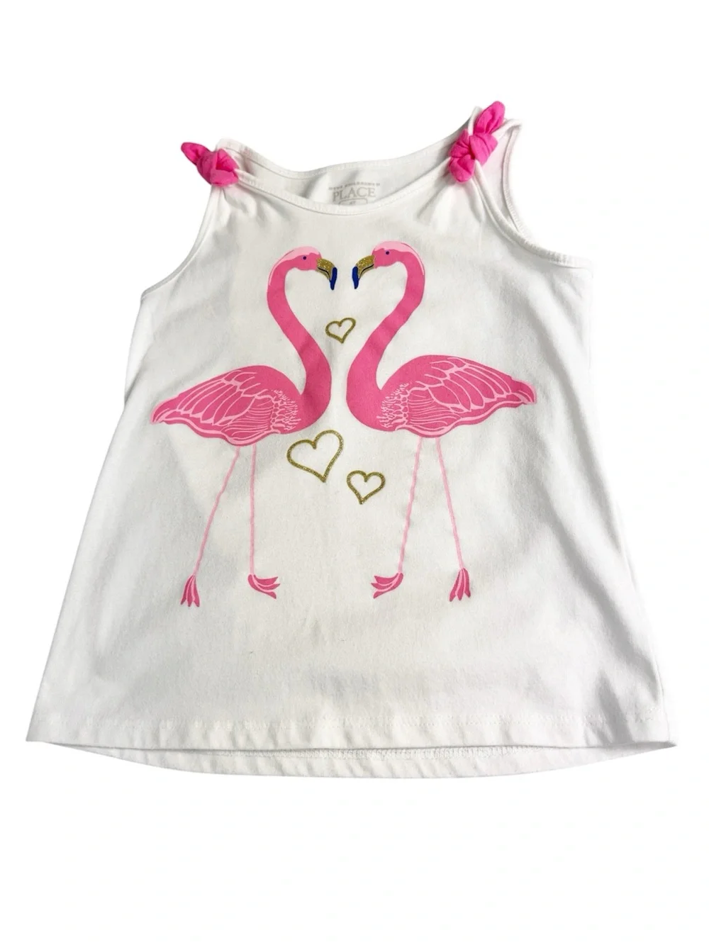 The Children's Place Toddler Girls White & Pink Flamingo Short Set 4T
